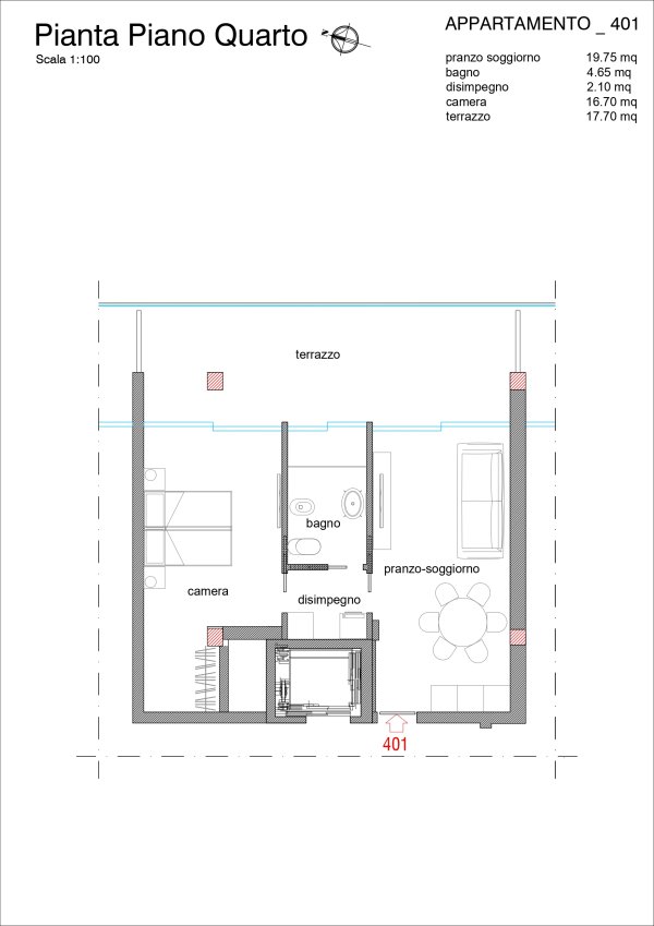 piantina appartamento 401